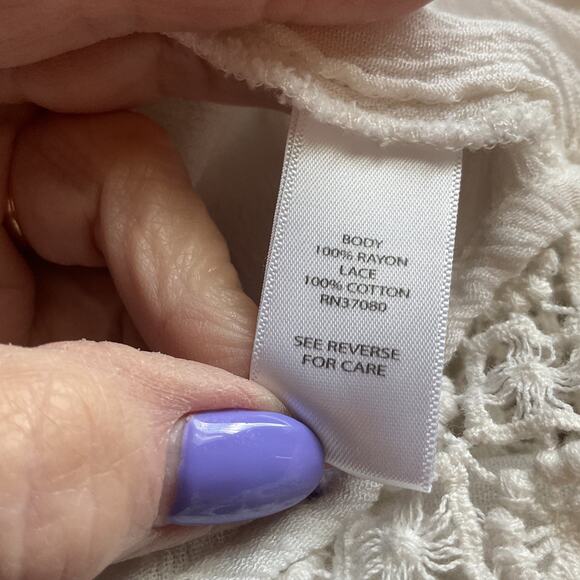 Cato White Open Front Long Sleeve Lace Hem & Cuff Fringed Hem Cardigan M - Picture 5 of 7